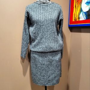 Vintage J.R. Rappers gray rib knit 2 piece sweater and skirt set